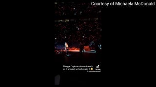 Morgan Wallen pushes over a piano after getting frustrated on stage