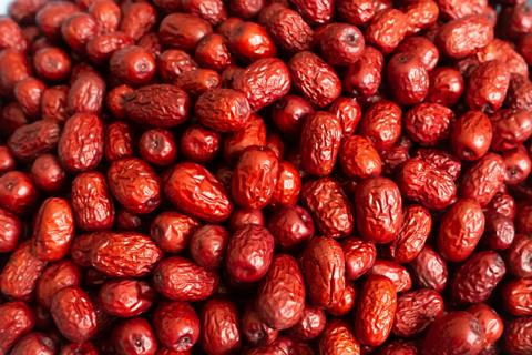 Pile of dried jujube fruits