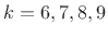 $ k=6,7,8,9$