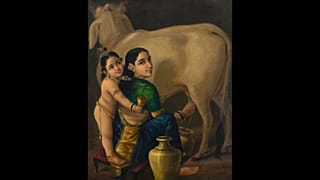 لوحة زيتية على قماش للرسام راجا رافي فارما بعنوان "Yashoda and Krishna"، بيعت بأكثر من 15 مليون يورو الأسبوع الماضي.