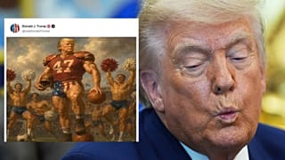 صورة ترامب بلوحة زيتية وهو يلعب كرة القدم تنتشر كالنار في الهشيم وتثير النكات في شهر الفخر
