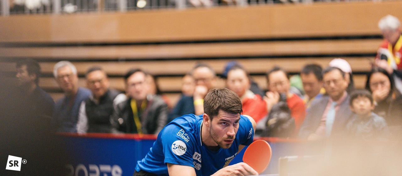 Patrick Franziska (1. FC Saarbrücken Tischtennis) am 15.02.2026 in der Bundesliga bei Borussia Düsseldorf