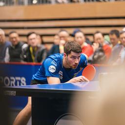 Patrick Franziska (1. FC Saarbrücken Tischtennis) am 15.02.2026 in der Bundesliga bei Borussia Düsseldorf
