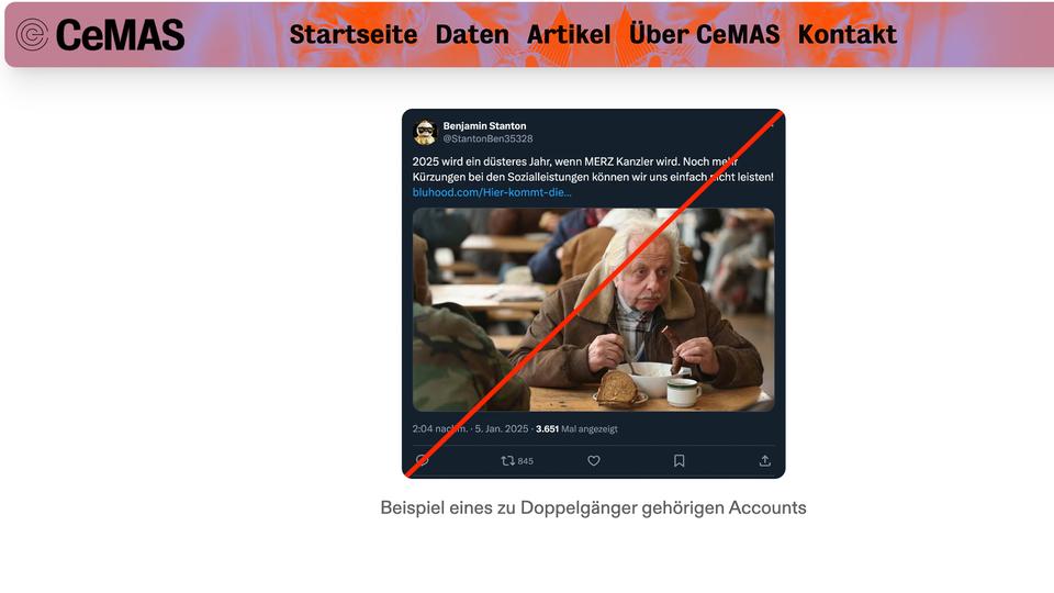 Screenshot von der Seite cemas.io mit Bild einer Doppelgängerseite