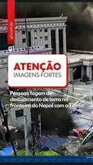 Pessoas fogem de deslizamento de terra na fronteira do Nepal com o Tibete