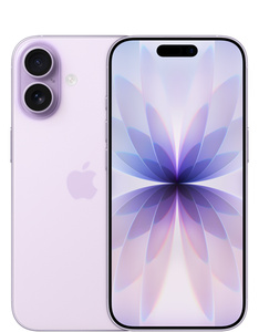 iPhone 17, back exterior, lavender color, Dual Fusion camera system, front exterior, all screen design, Dynamic Island, thin black display border