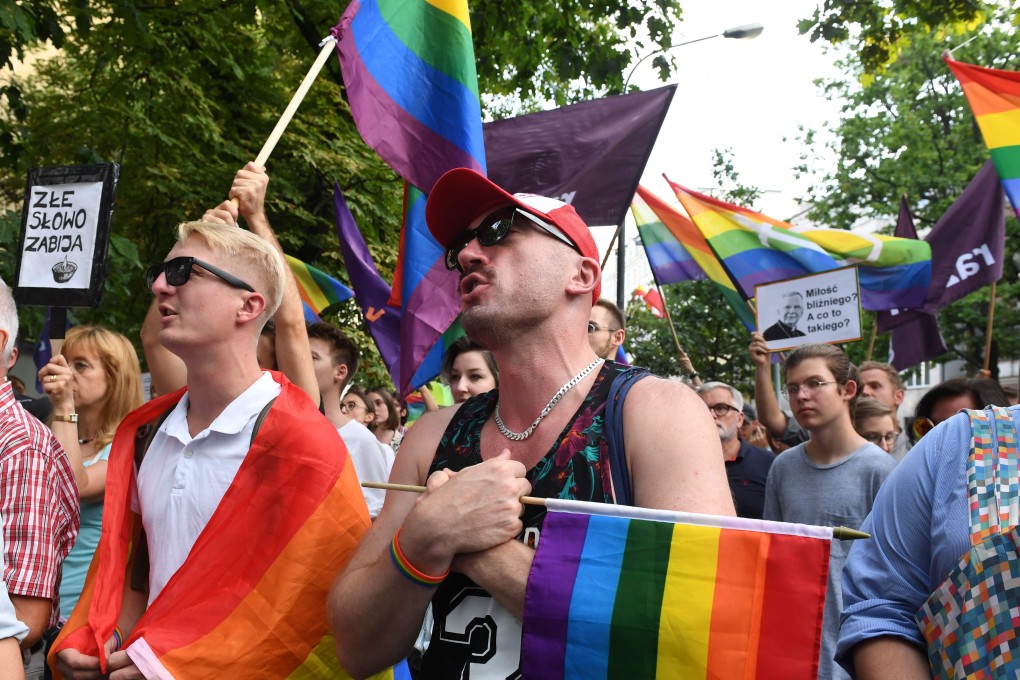 Activists protest against the Archbishop of Krakow who stirred outrage by warning against an ‘LGBT plague’ in Poland. Photo: AFP