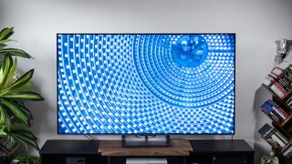 Hisense U75QG Mini-LED TV in an apartment