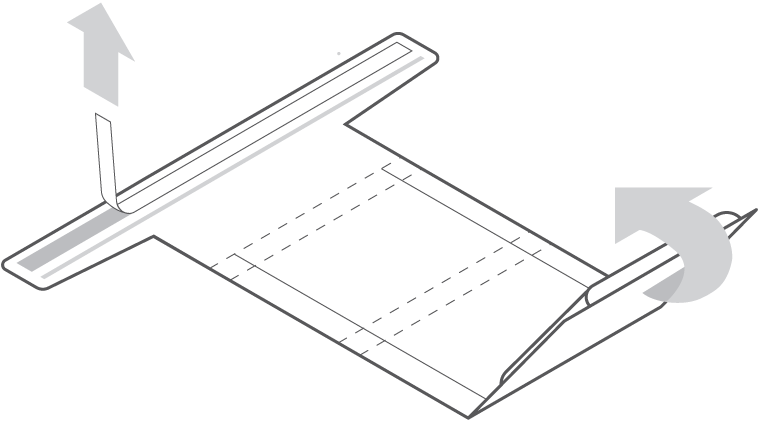 Remove the tape cover stips before folding the last panel.