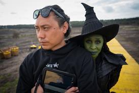 Director Jon M Chu with Cynthia Erivo during the filming of ‘Wicked: For Good’