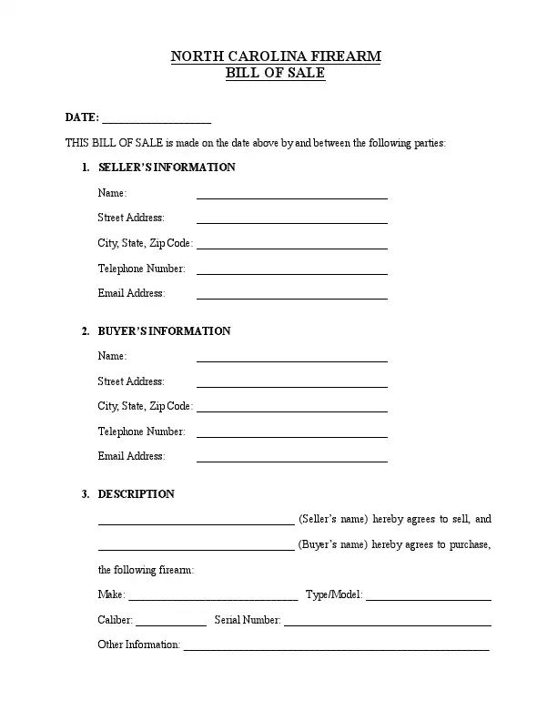 Ohio firearm bill of sale template