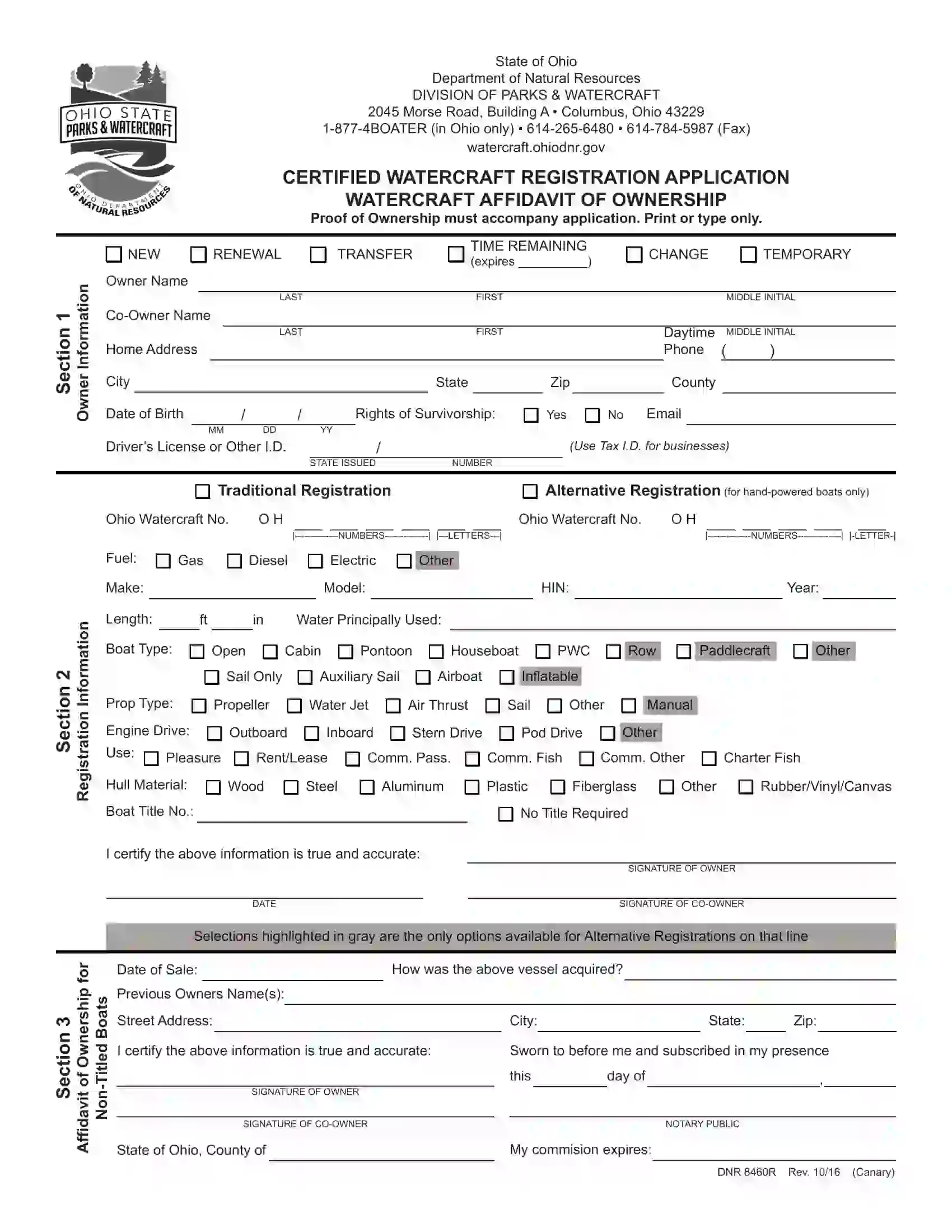 (Vessel) Form DNR 8460R