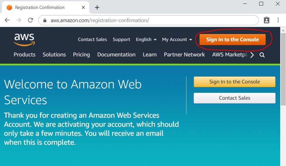 Login into AWS Management Console