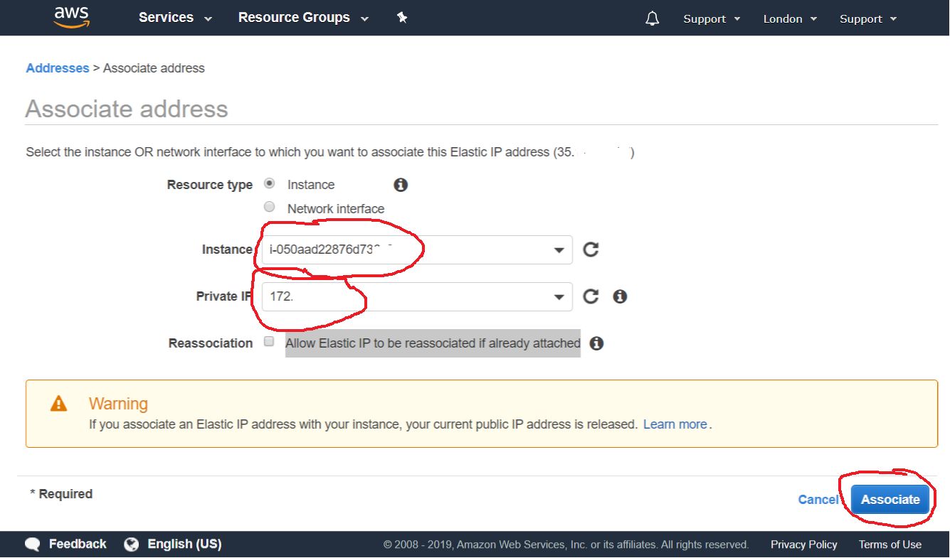 Associate address with Instance