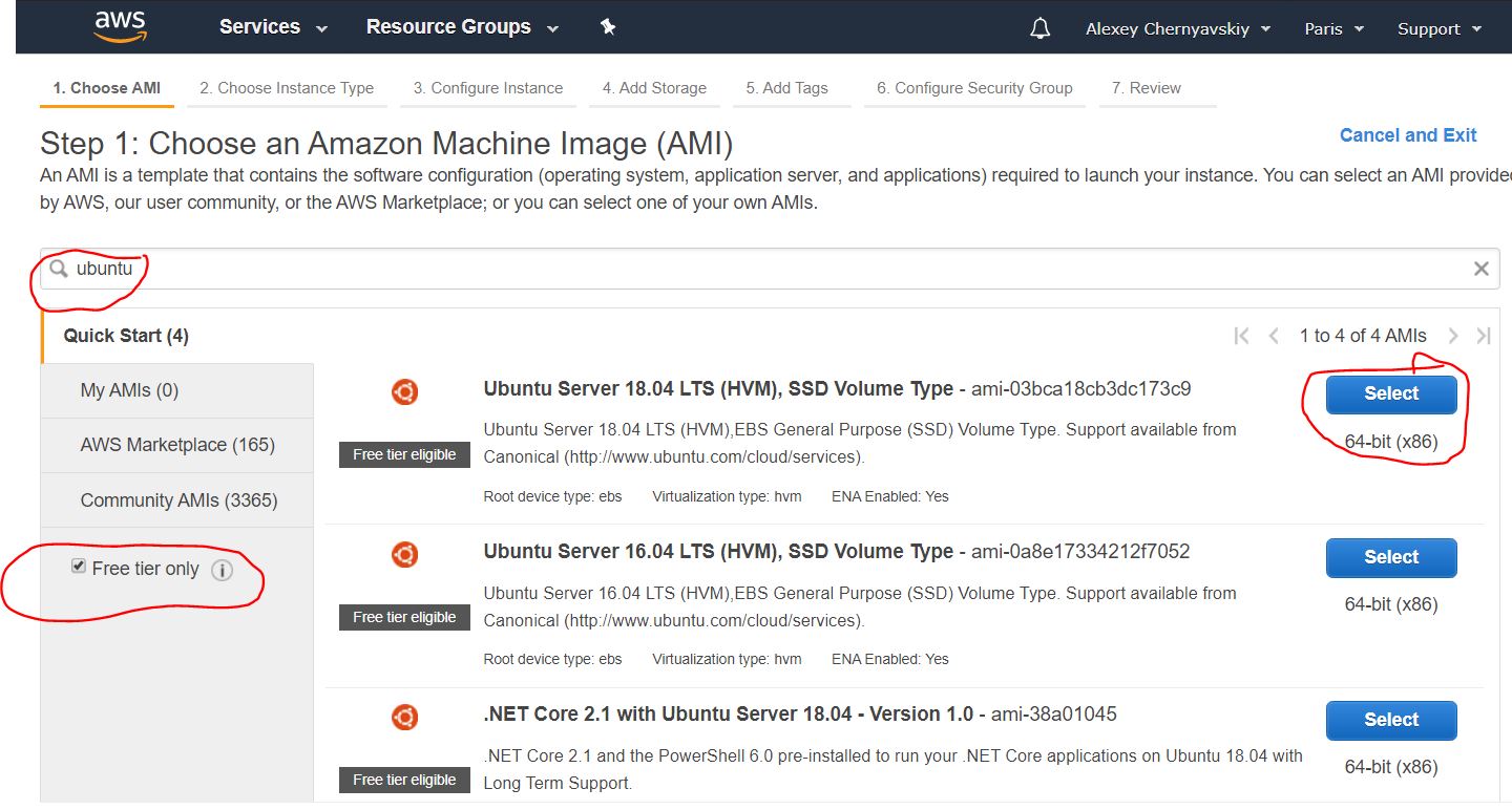 Choose Amazon machine Image (Operating System)