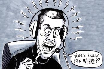 Caricature of Paul Giamatti as Art Bell, drawn by Miguel Romero