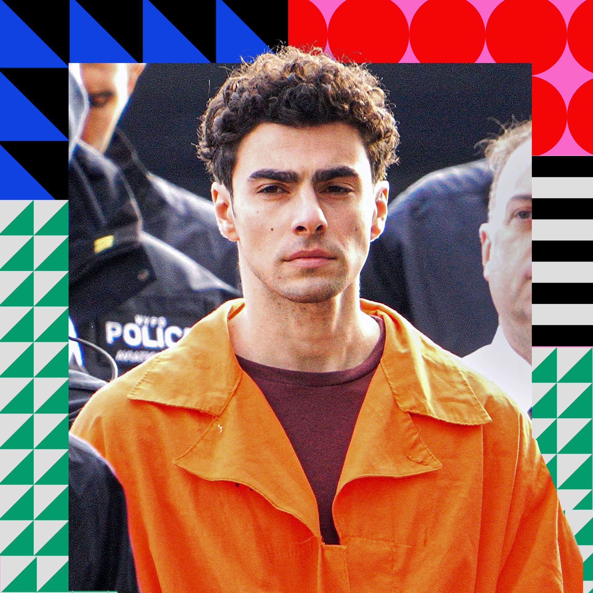 A picture of Luigi Mangione in an orange jumpsuit