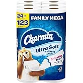 Charmin Ultra Soft Cushiony Touch Toilet Paper, 24 Family Mega Rolls = 123 Regular Rolls