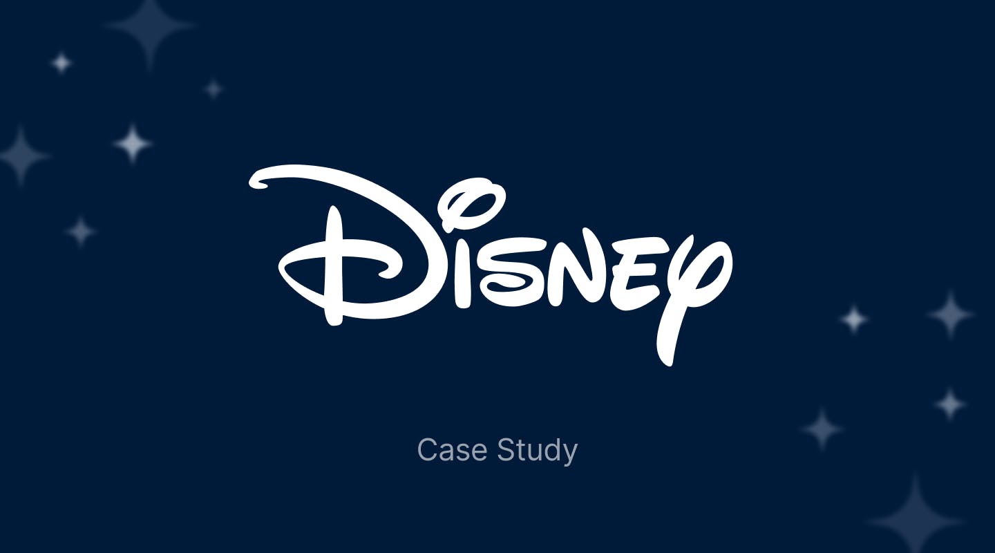 Disney white logo on blue background with stars.