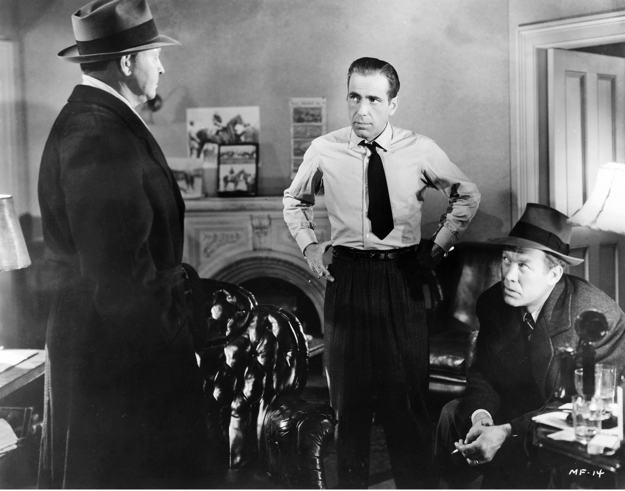 Humphrey Bogart, Ward Bond, and Barton MacLane in The Maltese Falcon (1941)