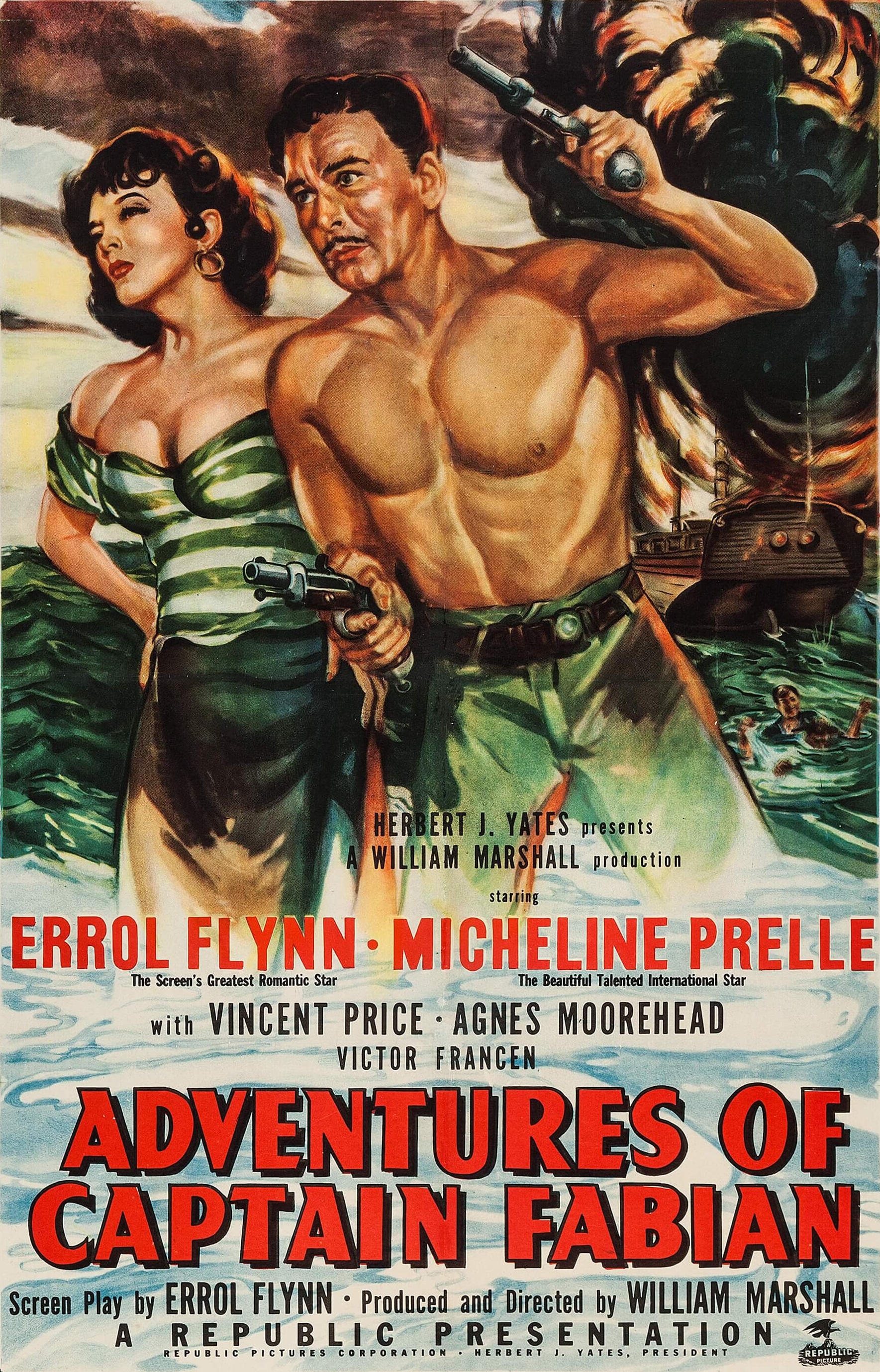 Errol Flynn and Micheline Presle in Adventures of Captain Fabian (1951)