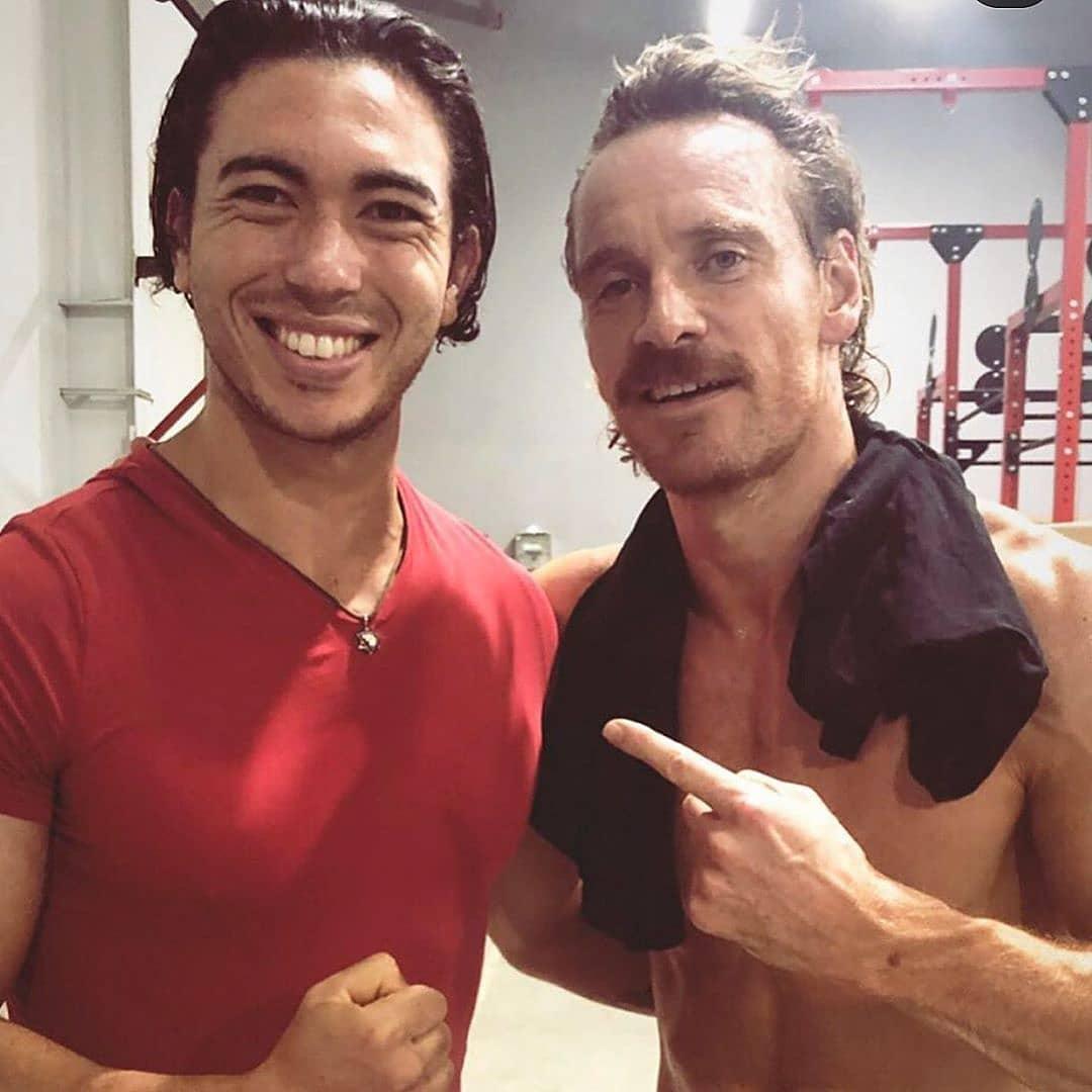 Max Kraus and Michael Fassbender in Kung Fury 2