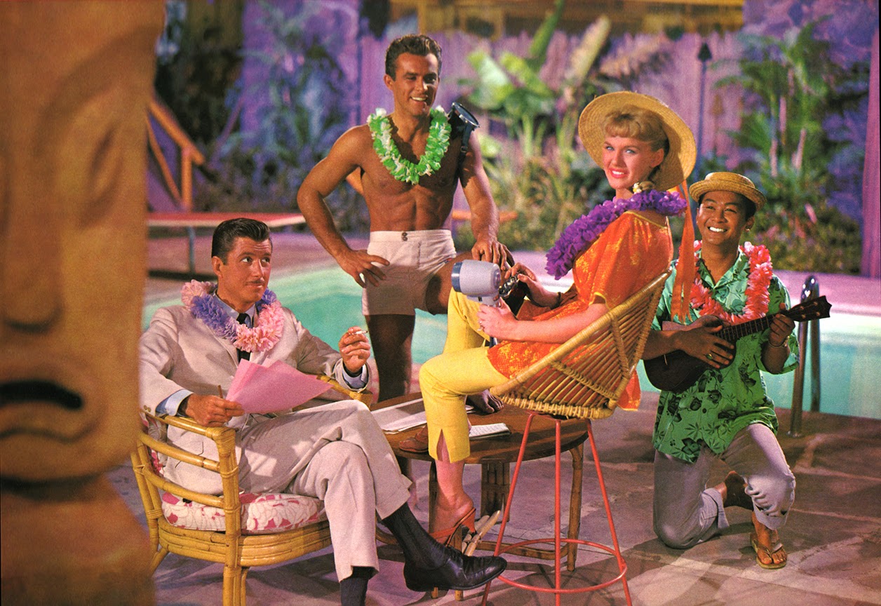 Robert Conrad, Anthony Eisley, Poncie Ponce, and Connie Stevens in Hawaiian Eye (1959)