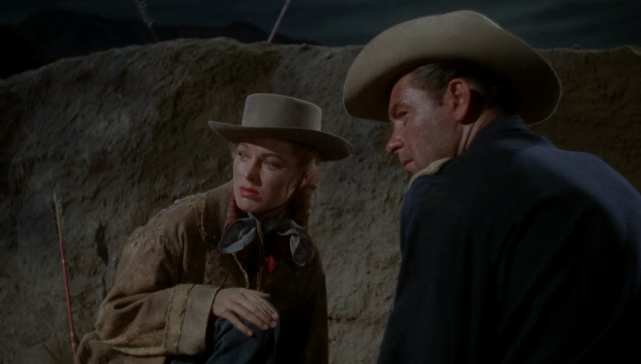 William Holden and Eleanor Parker in Escape from Fort Bravo (1953)