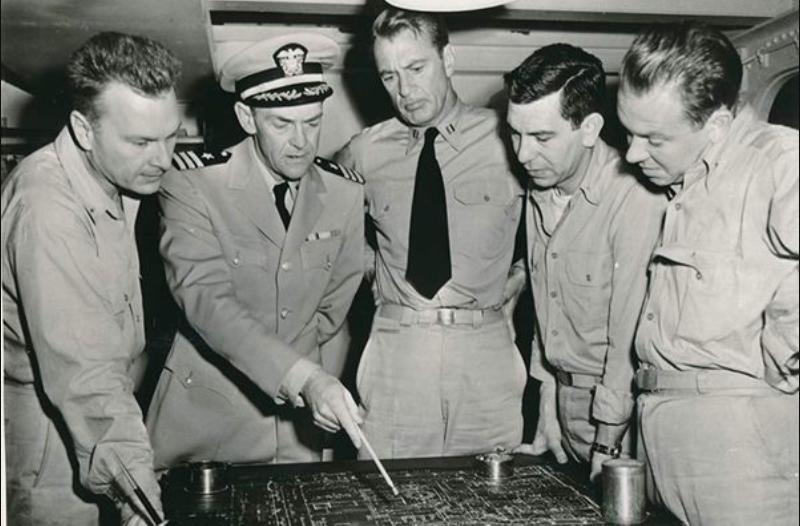 Gary Cooper, Eddie Albert, Richard Erdman, John McIntire, and Jack Webb in You're in the Navy Now (1951)