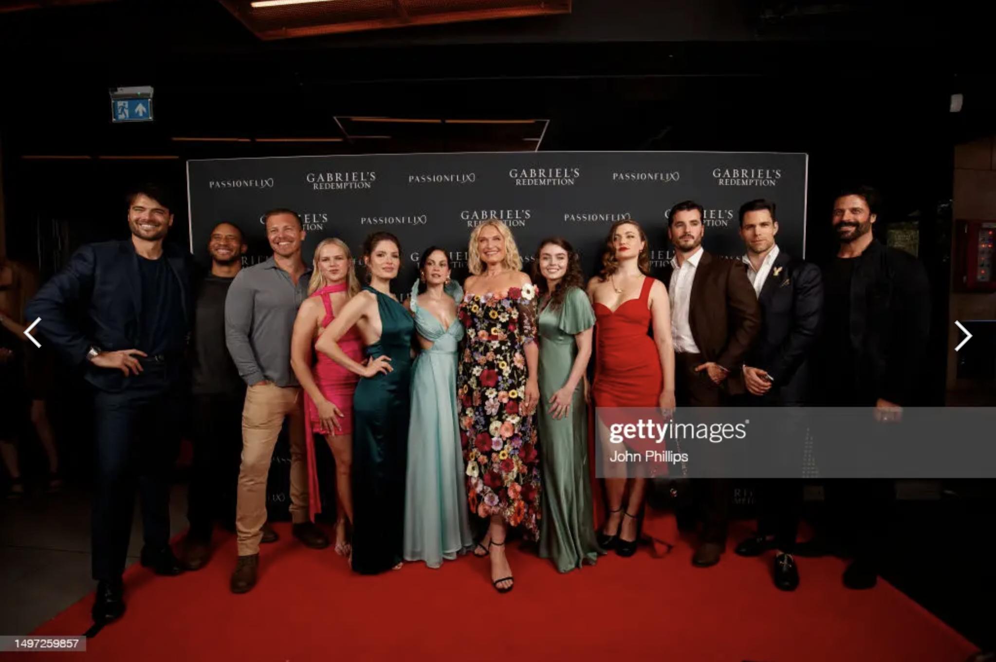 James Andrew Fraser with Tosca Musk and fellow Passionflix Cast members at the London Premiere of "Gabriel's Redemption - Part 1"