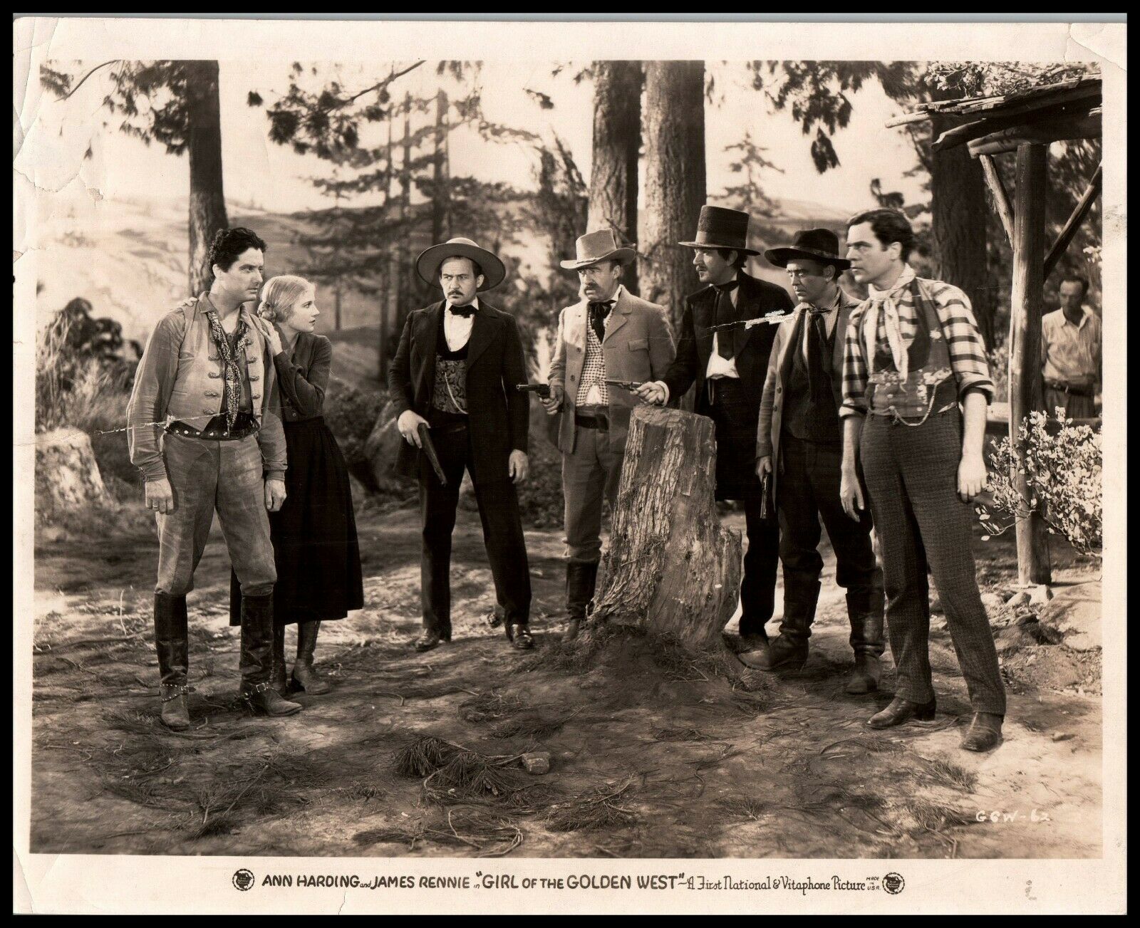 George Cooper, Ann Harding, J. Farrell MacDonald, and James Rennie in The Girl of the Golden West (1930)