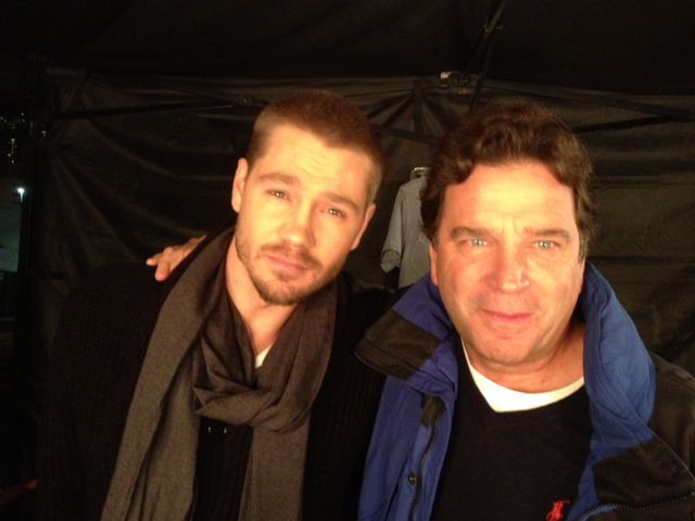 Chad Michael Murray & John Michaels on set Cavemen Feature.