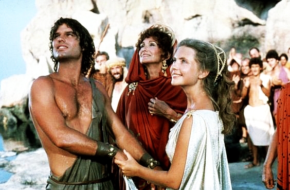 Harry Hamlin, Judi Bowker, and Siân Phillips in Clash of the Titans (1981)