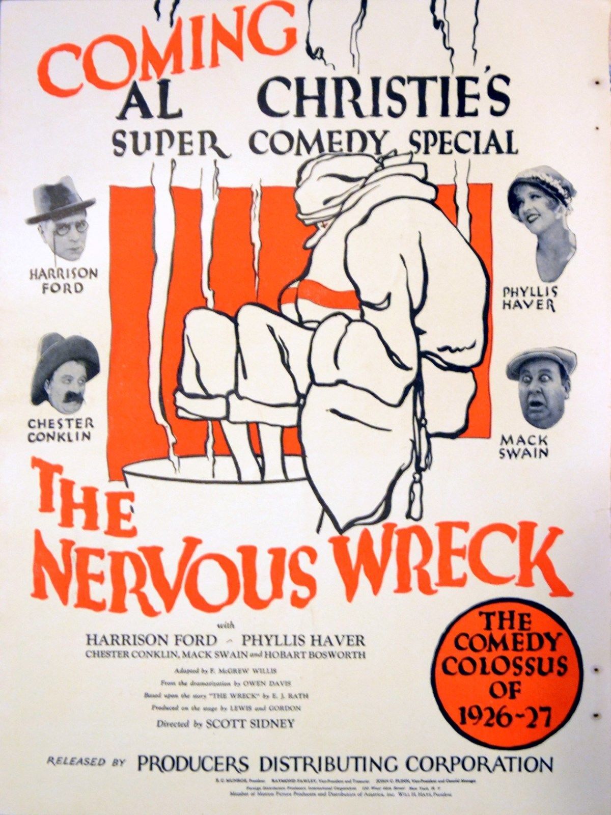 Harrison Ford, Chester Conklin, Phyllis Haver, and Mack Swain in The Nervous Wreck (1926)