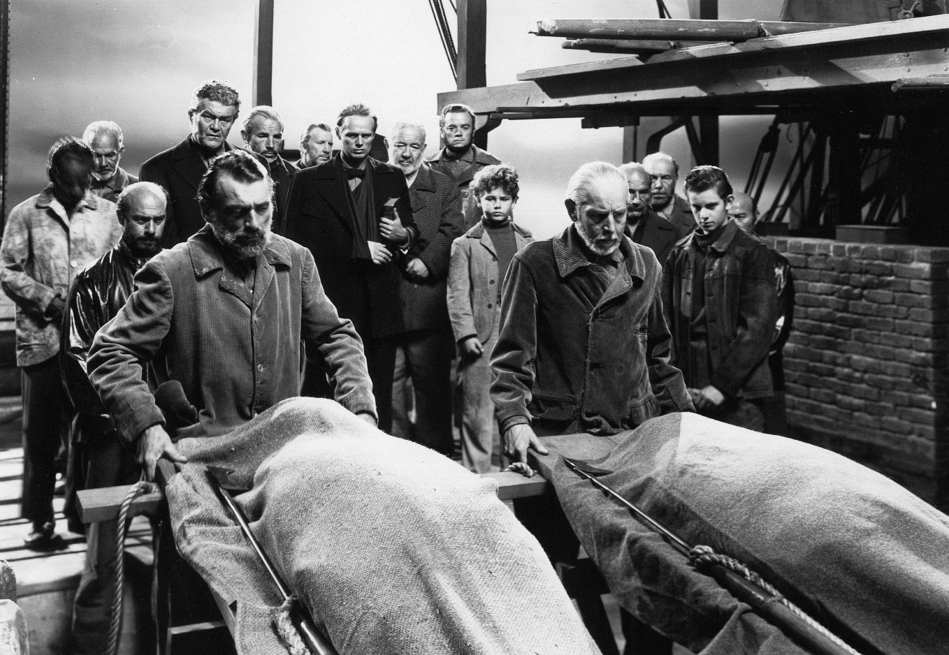 Dean Stockwell, Richard Widmark, Bobby Dillon, Jimmy Dime, Jay C. Flippen, and Cecil Kellaway in Down to the Sea in Ships (1949)