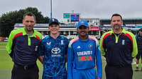 India Vs England Highlights, ICC U-19 World Cup Warm-Up: Young Lions Win Rain-Hit Match By 20 Runs (DLS Method) Photo: X | England Cricket : India U-19 Vs England U-19 Highlights, 3rd Youth ODI: India U19 captain Ayush Mhatre with match officials and England U19 captain Thomas Rew.
