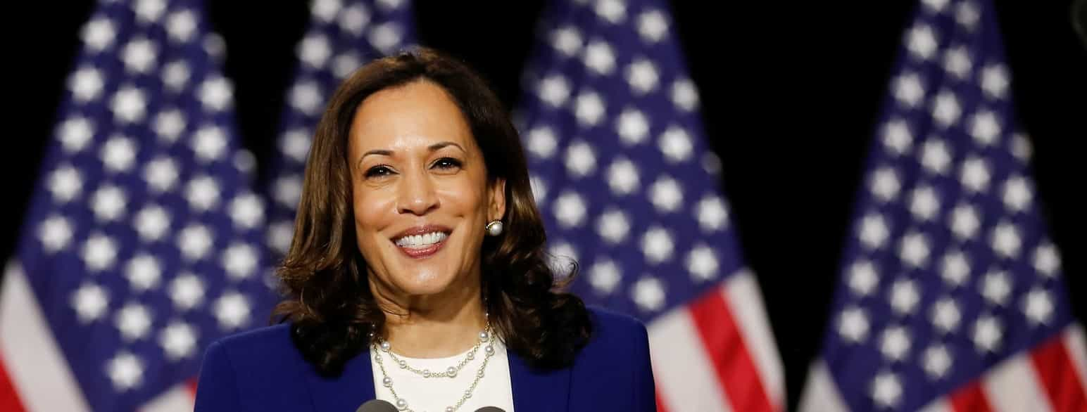 Demokraten Joe Biden udpegede Kamala Harris som sin vicepræsidentkandidat ved præsidentvalget i 2020 (12. august 2020)