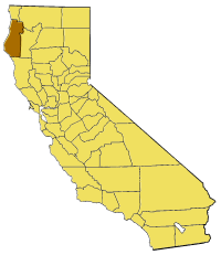 Map of California highlighting Humboldt County