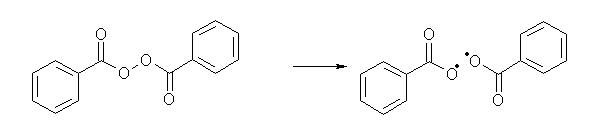Radicalisation du peroxyde de benzoyle.