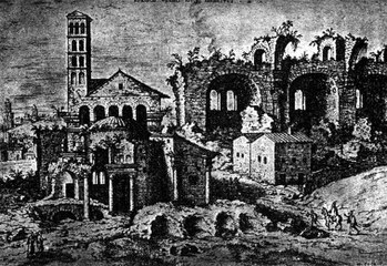 Temple of Romulus on a drawing in 1550