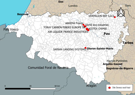 Carte des sites « Seveso seuil haut ».