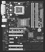 ATX-Hauptplatine unter Röntgenstrahlung aufgenommen