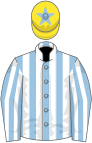 Light blue and white stripes, yellow cap, light blue star