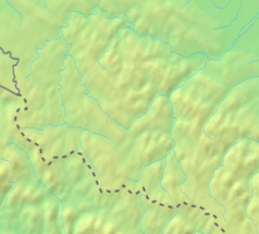 Mapa konturowa Bieszczadów Wschodnich, na dole znajduje się punkt z opisem „Przełęcz Beskid”