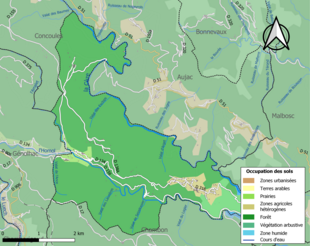 Carte en couleurs présentant l'occupation des sols.