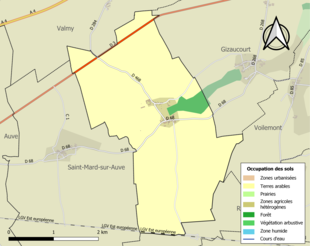 Carte en couleurs présentant l'occupation des sols.