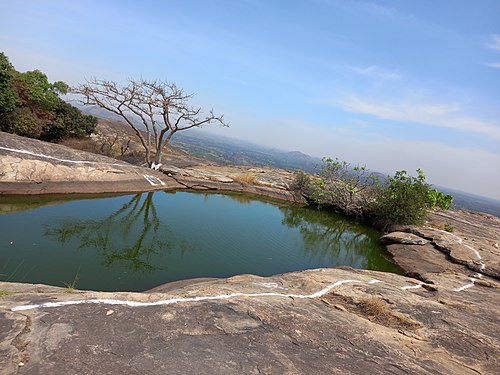 Ado-Awaye suspended lake is said to be the only one in Africa and second in the world. It is located at Ado-Awaye town; about 20mins drive from Iseyin in Oyo state, Nigeria. The view of the lake at the top of Ado-Awaye mountains is mesmerizing.. Photograph: User:MuaMee