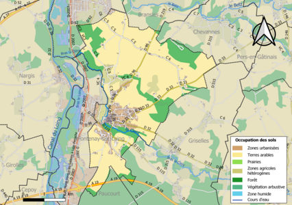 Carte des infrastructures et de l'occupation des sols de la commune en 2018 (CLC).