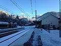 Gare d'Ax-les-Thermes, on 30 December in snow.