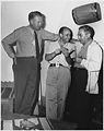 Ernest O. Lawrence (left) with Enrico Fermi and Isidor Rabi (right)